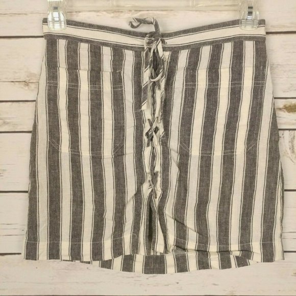 Madewell Lace-up Striped Linen Blend Skirt - Picture 2 of 5